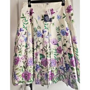 NWT rsvp by TALBOTS pleated Garden floral print skirt lined side zipper‎  Sz 10